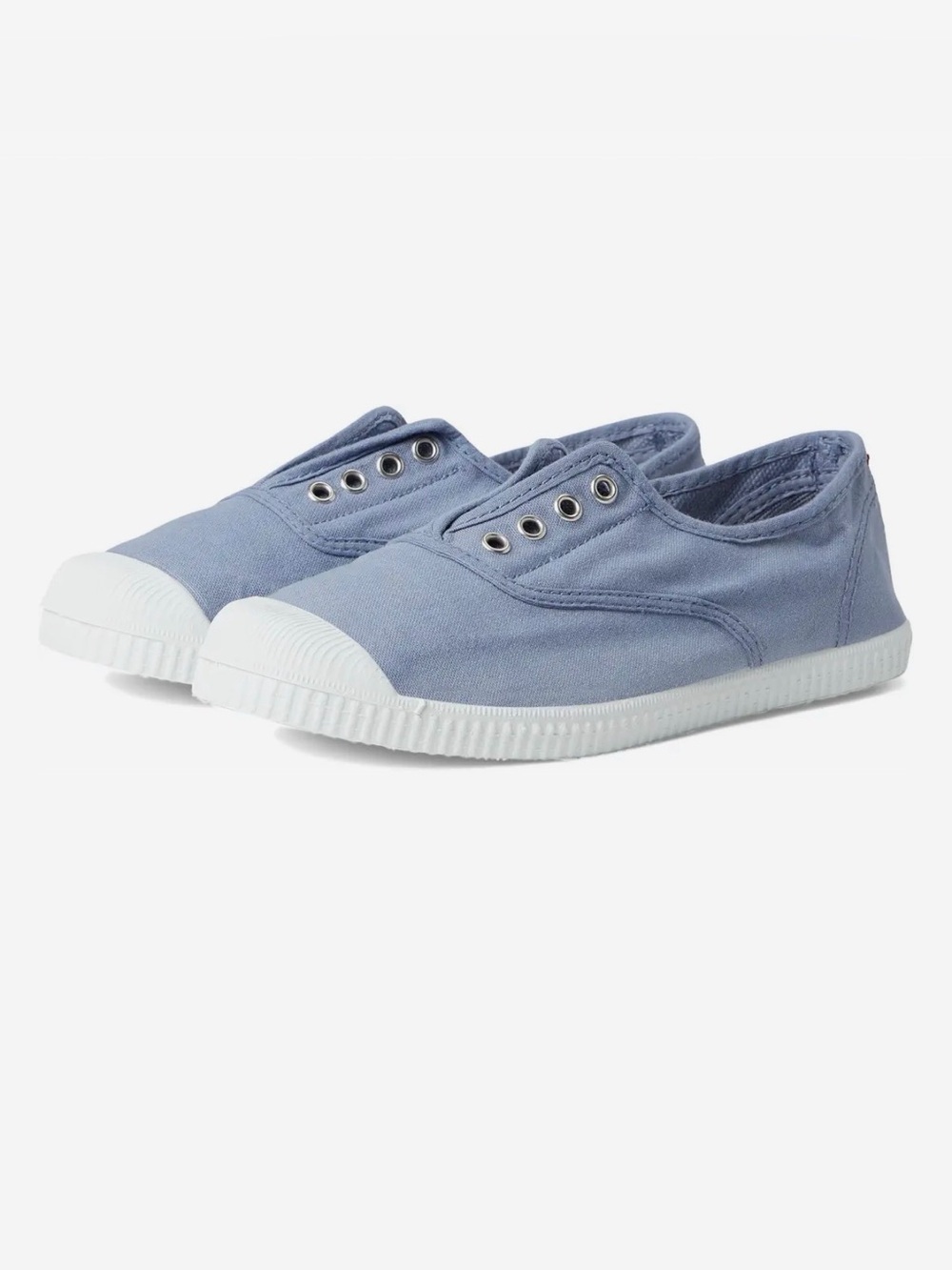 Cienta Kids Slip-On Canvas Sneakers in Blue with White Toe